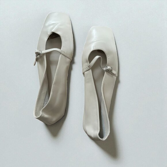 Zara White Leather Flats | Size 38 | New (No Tags) | Made in Turkey - Picture 1 of 11